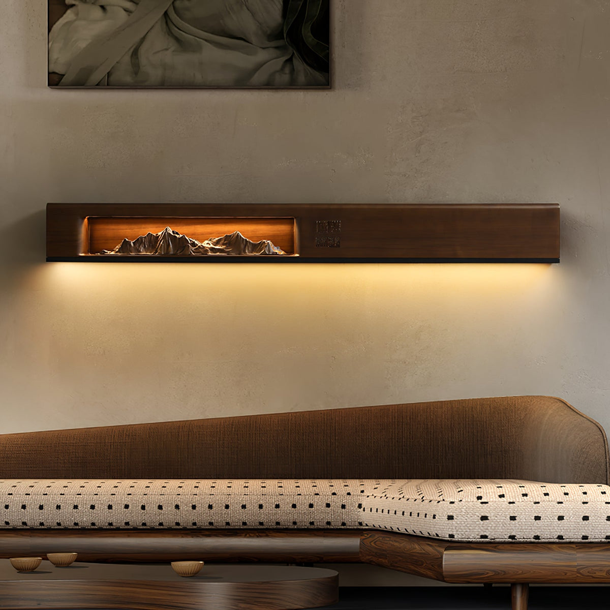 Mountain Reverie Wall Sconce — Handcrafted Wood LED Wall Light