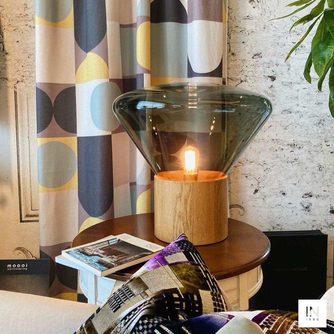 Bois Table Lamp – Handcrafted Wood & Blown Glass Designer Lamp
