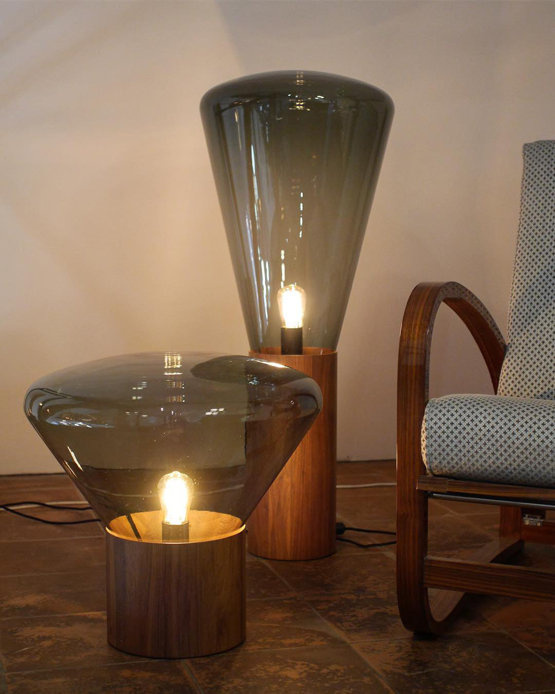 Bois Table Lamp – Handcrafted Wood & Blown Glass Designer Lamp