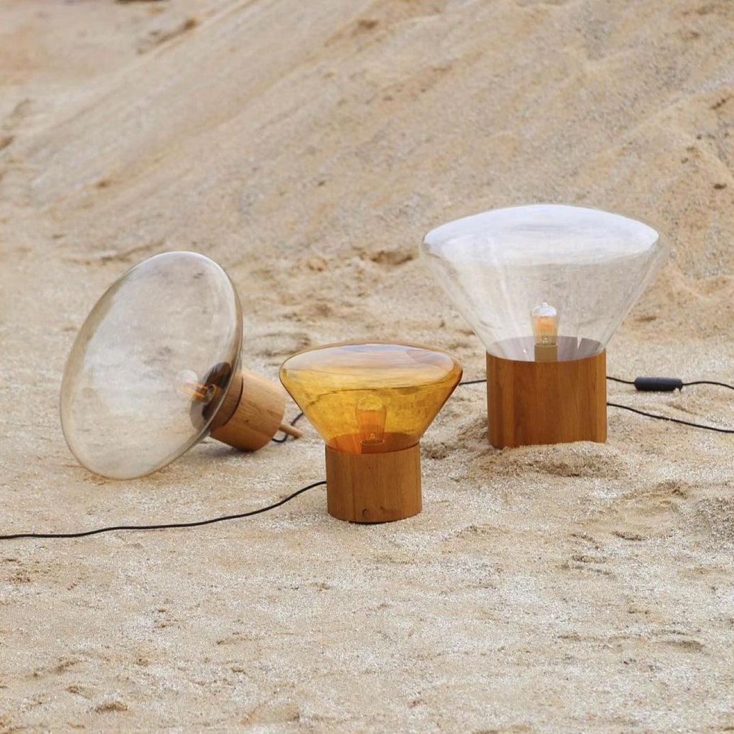 Bois Table Lamp – Handcrafted Wood & Blown Glass Designer Lamp