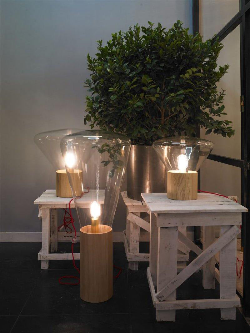Bois Table Lamp – Handcrafted Wood & Blown Glass Designer Lamp