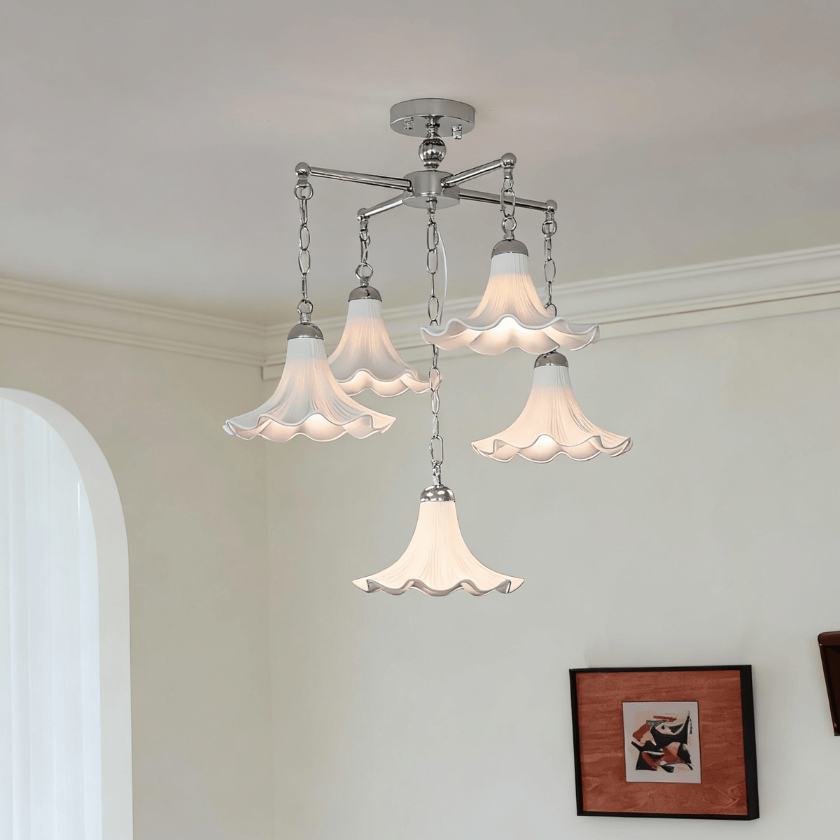 Mugena Bloom Chandelier – Five-Light Floral Ceramic Pendant Chandelier