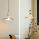 Mugena Floral Glass Pendant Light in Chrome for Dining and Living Spaces