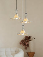 Mugena Floral Glass Pendant Light in Chrome for Dining and Living Spaces