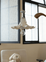 Mugena Floral Glass Pendant Light in Chrome for Dining and Living Spaces