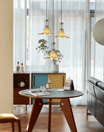 Mugena Floral Glass Pendant Light in Chrome for Dining and Living Spaces