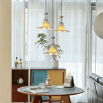 Mugena Floral Glass Pendant Light in Chrome for Dining and Living Spaces