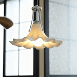 Mugena Floral Glass Pendant Light in Chrome for Dining and Living Spaces