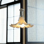Mugena Floral Glass Pendant Light in Chrome for Dining and Living Spaces