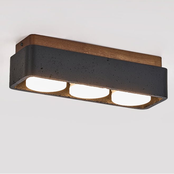 Sky Hole Black Travertine & Walnut Flush Mount Ceiling Light