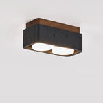 Sky Hole Black Travertine & Walnut Flush Mount Ceiling Light