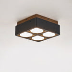 Sky Hole Black Travertine & Walnut Flush Mount Ceiling Light