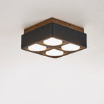 Sky Hole Black Travertine & Walnut Flush Mount Ceiling Light