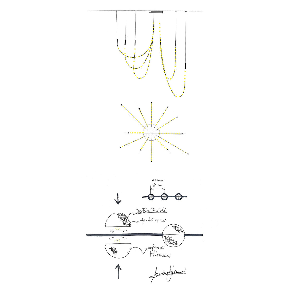 Multidot Modern LED Chandelier with Acrylic Spheres and Metal Rings