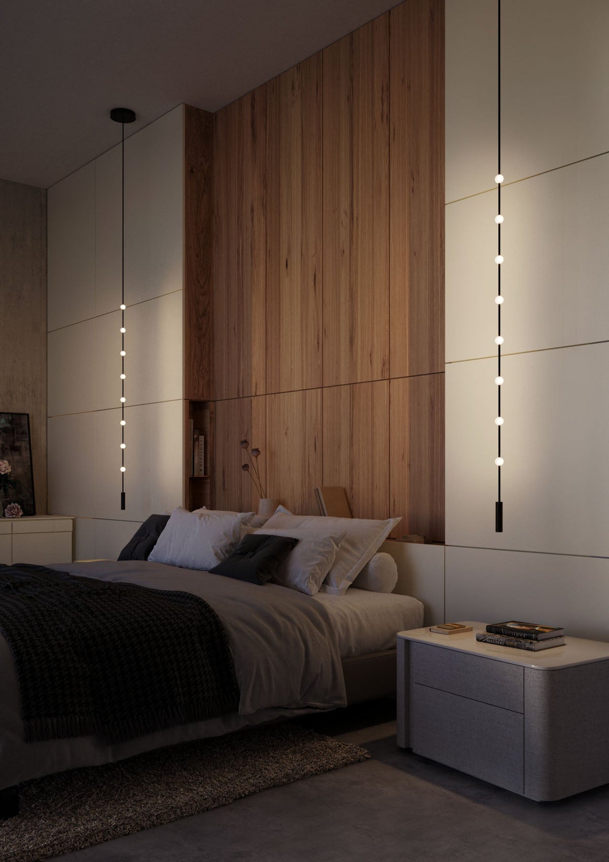 Multidot Modern LED Chandelier with Acrylic Spheres and Metal Rings