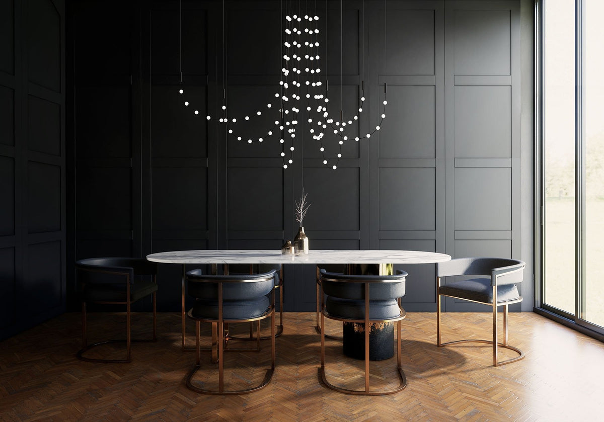 Multidot Modern LED Chandelier with Acrylic Spheres and Metal Rings