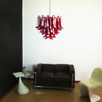 Vintage Red Glass Murano Petals Chandelier
