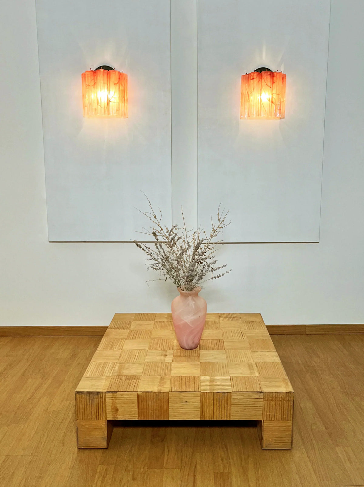 Murano Pink Glass Tube Wall Lamp