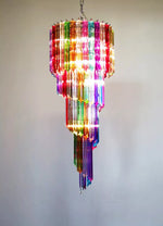 Murano Spiral Multicolor Prism Glass Chandelier