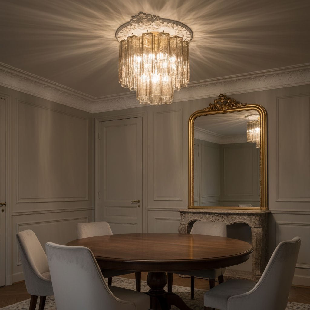 Art Glass Star Ceiling Light in Champagne Gold | Murano-Style Flush Mount