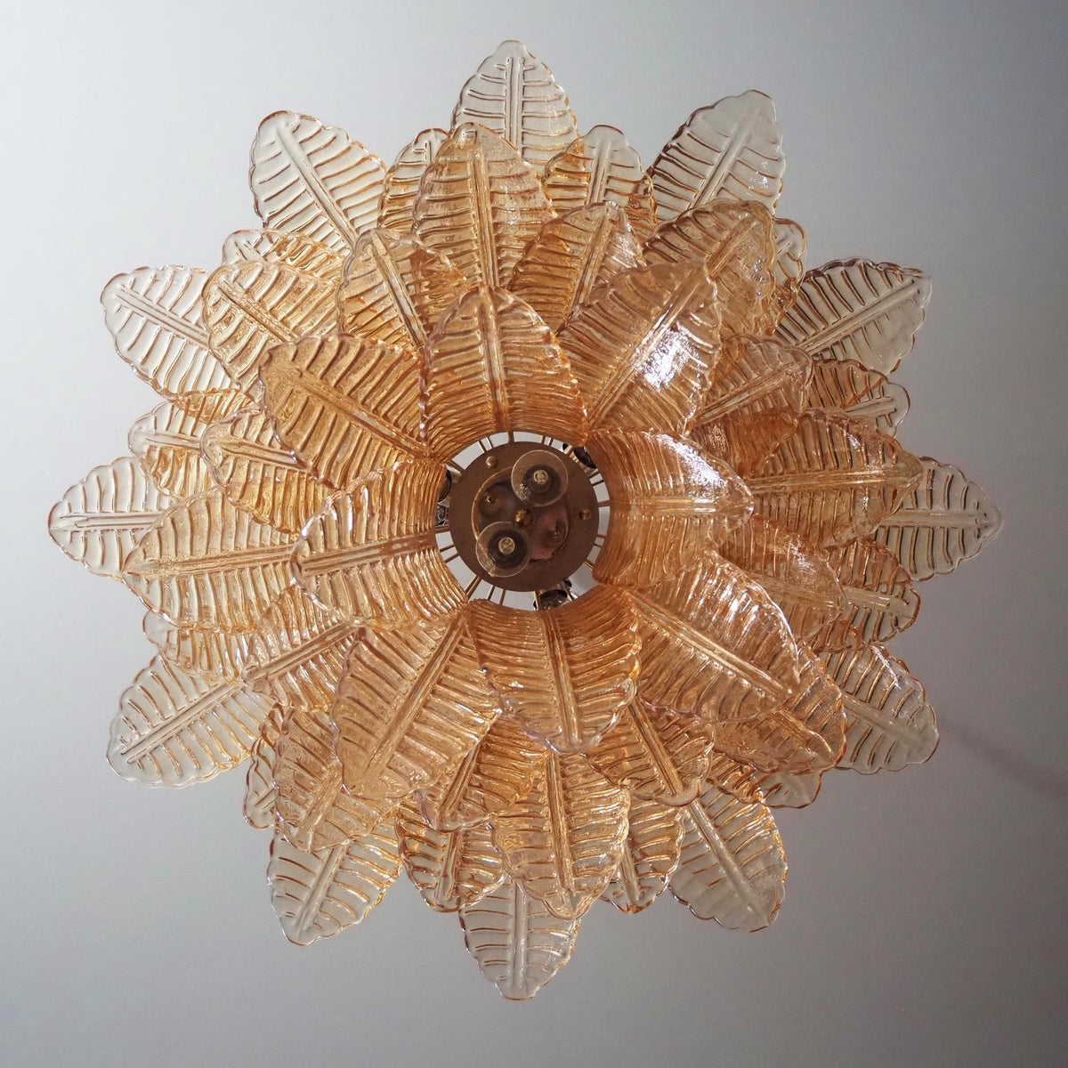 Amber Leaf Glass Chandelier | Modern Venetian Lighting