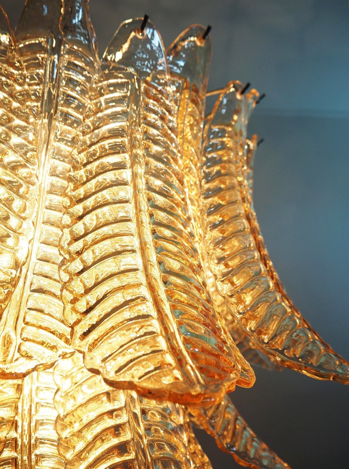 Amber Leaf Glass Chandelier | Modern Venetian Lighting