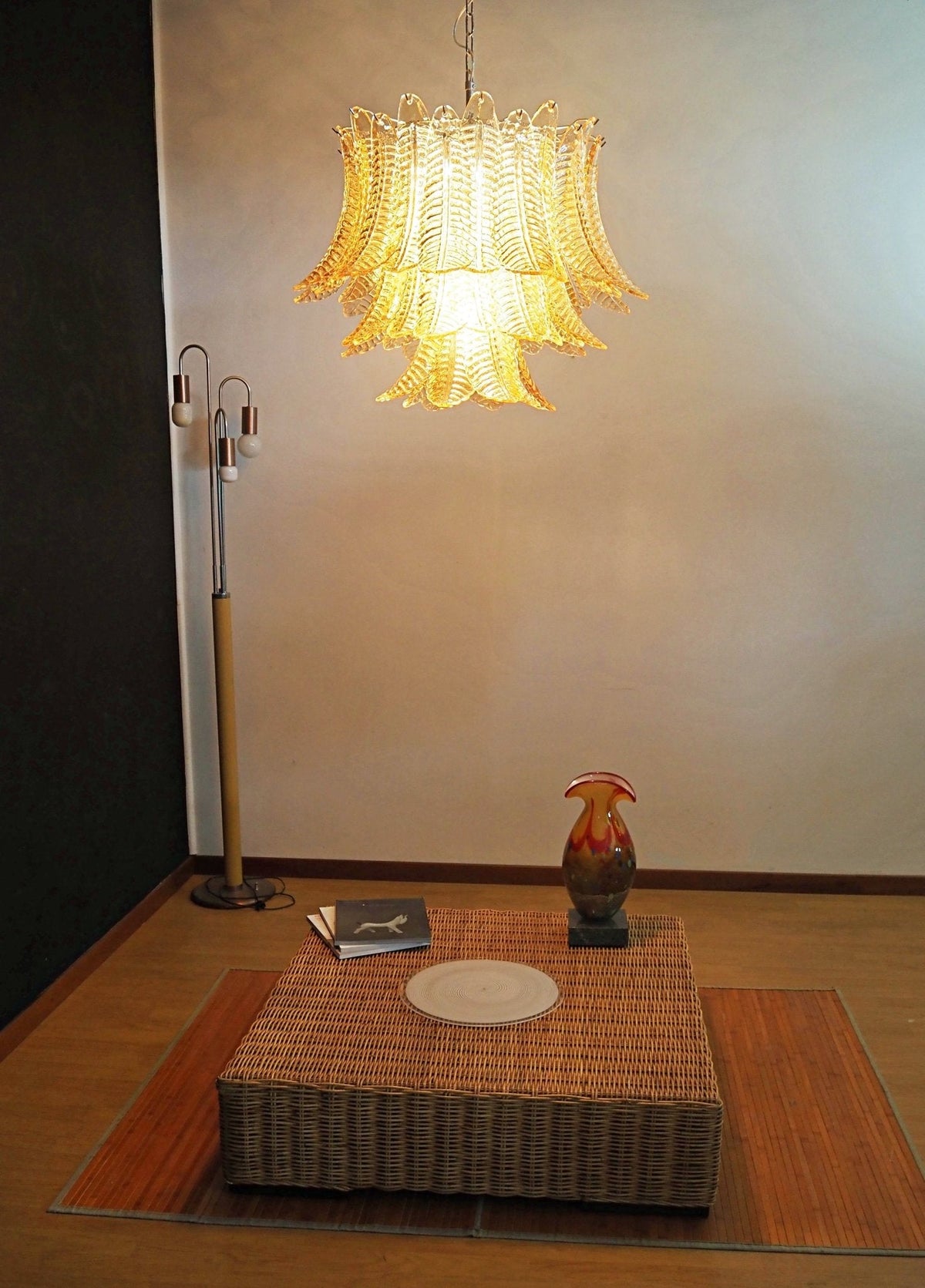 Amber Leaf Glass Chandelier | Modern Venetian Lighting