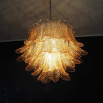 Amber Leaf Glass Chandelier | Modern Venetian Lighting
