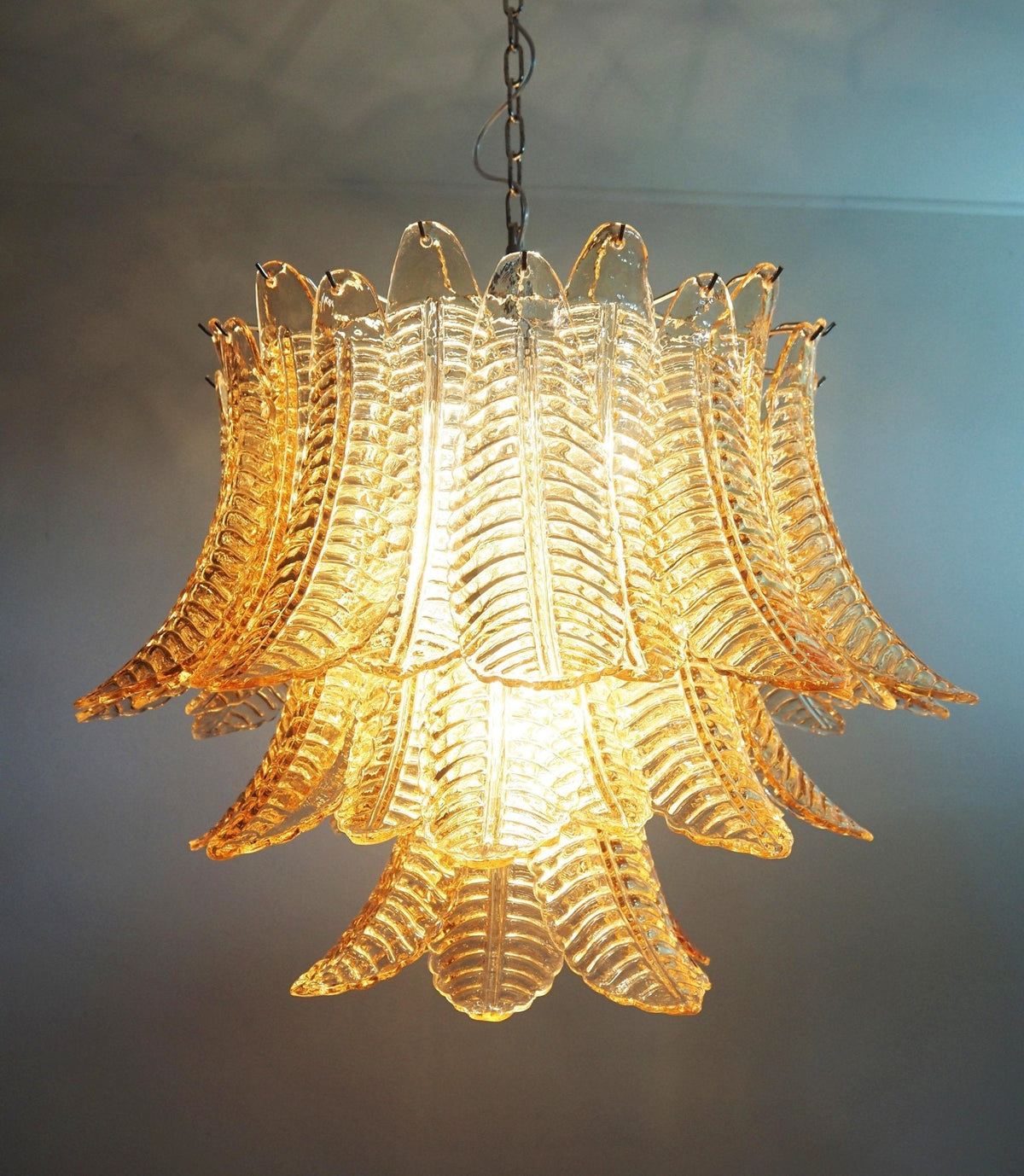 Amber Leaf Glass Chandelier | Modern Venetian Lighting