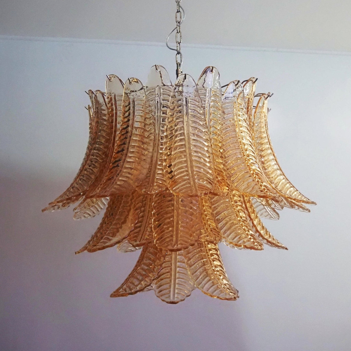 Amber Leaf Glass Chandelier | Modern Venetian Lighting