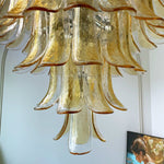 Amber Glass Petal Chandelier – Handcrafted Venetian Modern Pendant Light