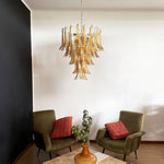 Amber Glass Petal Chandelier – Handcrafted Venetian Modern Pendant Light