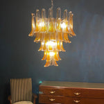 Amber Glass Petal Chandelier – Handcrafted Venetian Modern Pendant Light