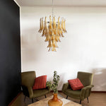 Amber Glass Petal Chandelier – Handcrafted Venetian Modern Pendant Light