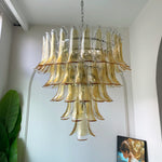 Amber Glass Petal Chandelier – Handcrafted Venetian Modern Pendant Light