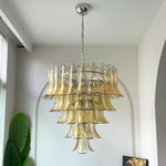 Amber Glass Petal Chandelier – Handcrafted Venetian Modern Pendant Light