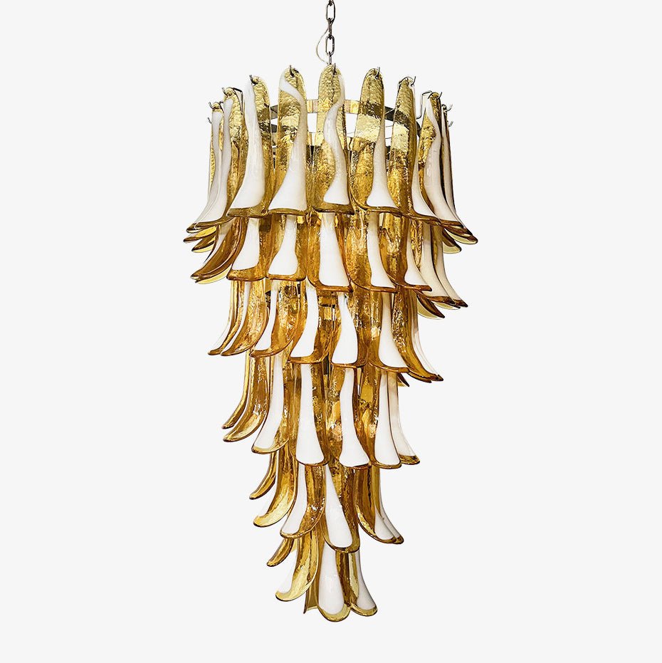 Amber Glass Petal Spiral Chandelier – Modern Designer Pendant Light