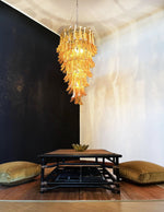 Amber Glass Petal Spiral Chandelier – Modern Designer Pendant Light