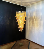 Amber Glass Petal Spiral Chandelier – Modern Designer Pendant Light