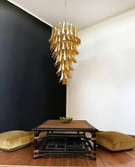 Amber Glass Petal Spiral Chandelier – Modern Designer Pendant Light