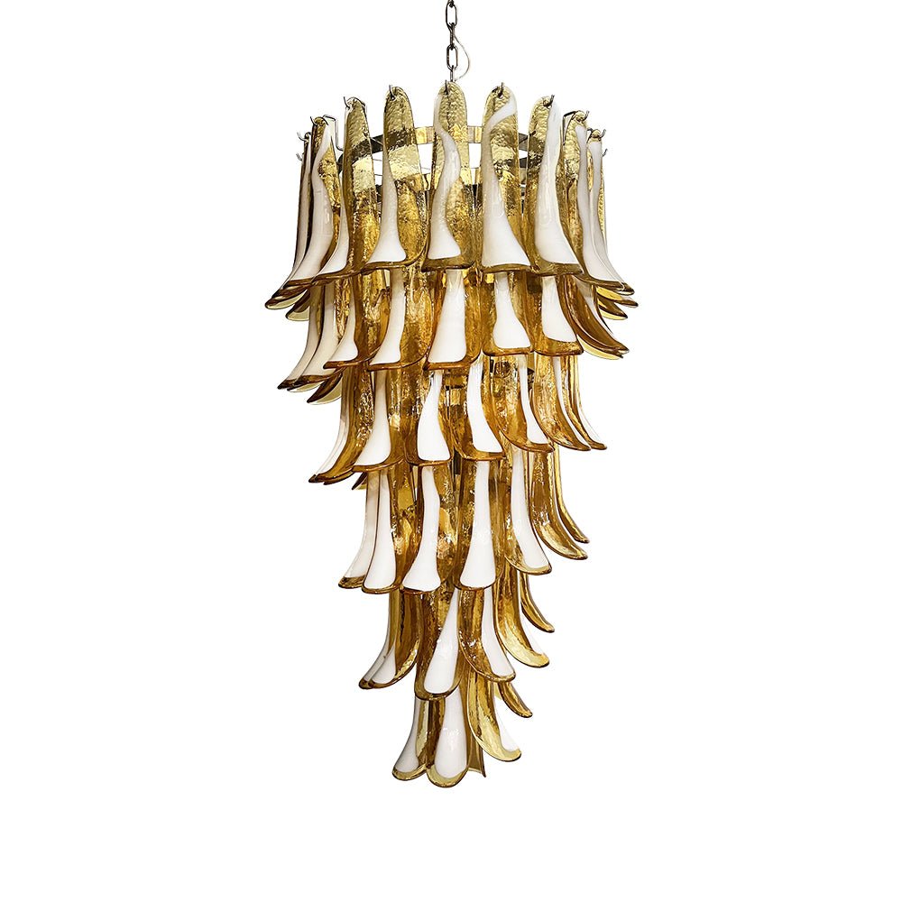 Amber Glass Petal Spiral Chandelier – Modern Designer Pendant Light