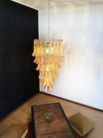 Amber Glass Petal Spiral Chandelier – Modern Designer Pendant Light