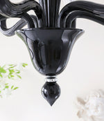 Black Iron Candle Chandelier with Clear Glass Shades for Dining Room and Living Room