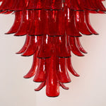 Crimson Cascade Glass Chandelier | Hand-Blown Murano-Style Pendant for Dining Room & Foyer