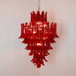 Crimson Cascade Glass Chandelier | Hand-Blown Murano-Style Pendant for Dining Room & Foyer
