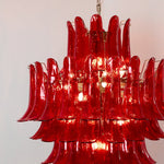 Crimson Cascade Glass Chandelier | Hand-Blown Murano-Style Pendant for Dining Room & Foyer