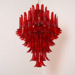 Crimson Cascade Glass Chandelier | Hand-Blown Murano-Style Pendant for Dining Room & Foyer