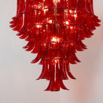 Crimson Cascade Glass Chandelier | Hand-Blown Murano-Style Pendant for Dining Room & Foyer