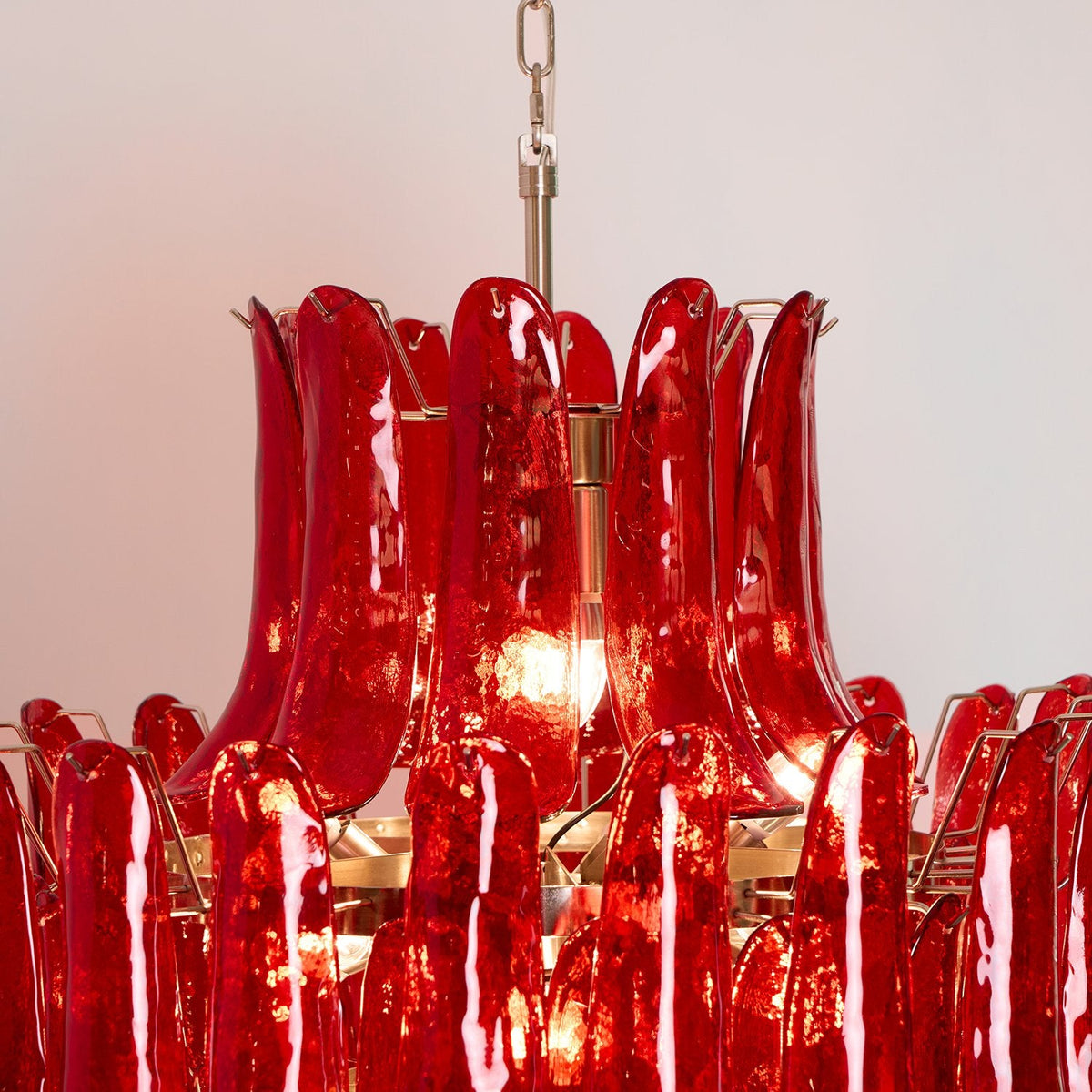 Crimson Cascade Glass Chandelier | Hand-Blown Murano-Style Pendant for Dining Room & Foyer