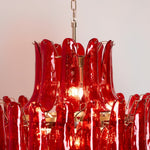 Crimson Cascade Glass Chandelier | Hand-Blown Murano-Style Pendant for Dining Room & Foyer